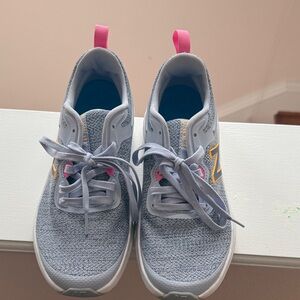 New Balance Girls 548v1 Gray Sneakers with Pink and Yellow Accents